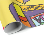 Arcade Gamer Strichmännchen Fun Vintages Videospie Geschenkpapier (Rolleneckpunkt)