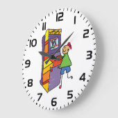 Arcade Gamer Strichmännchen Fun Vintages Videospie Große Wanduhr (Winkel)