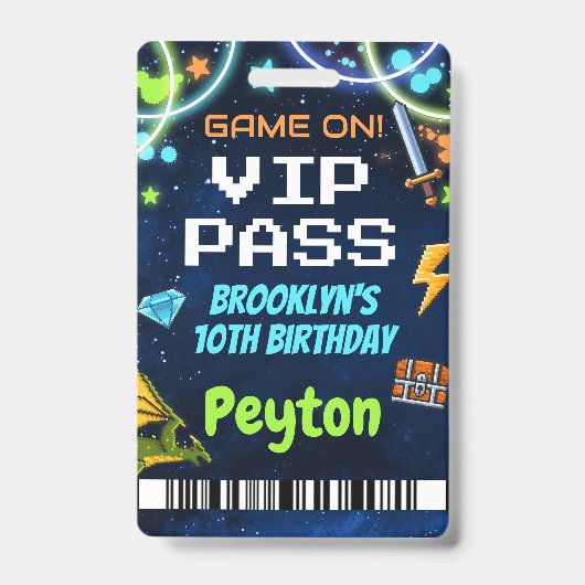Arcade Games Birthday VIP Pass Lanyard Ausweis (Vorderseite)