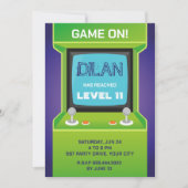 Arcade Geburtstag, Gamer Geburtstagseinladung, grü Einladung (Vorderseite)