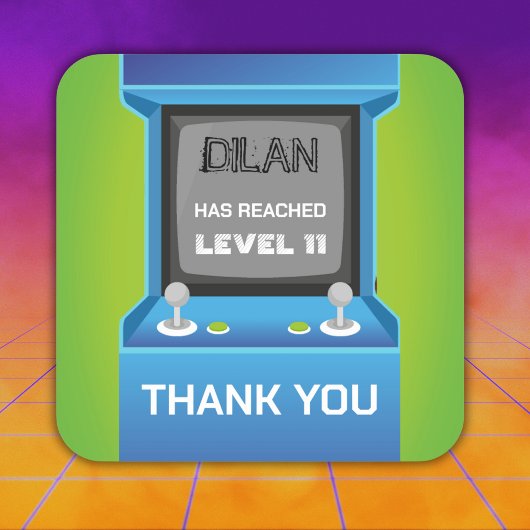 Arcade Geburtstag, GlücksspielerGeburtstagseinladu Quadratischer Aufkleber