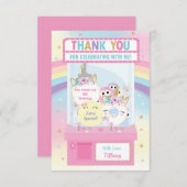 Arcade Girl Birthday Niedlich rosa Klaw Machine Dankeskarte (Vorne/Hinten)