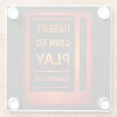 Arcade “Insert Coin to Play” Custom Name Coaster Glasuntersetzer (Rückseite)