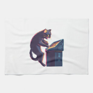 Arcade Meowster � Nostalgische Gamer Cat Geschirrtuch