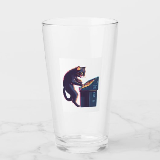 Arcade Meowster � Nostalgische Gamer Cat Glas (Vorderseite)