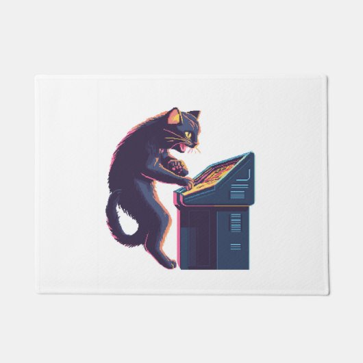 Arcade Meowster � Nostalgischer Gamer-Katze Fußmatte (Vorderseite)