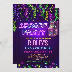 Arcade Party Geburtstag Einladung
