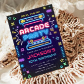 Arcade Party Glow Neon Video Game On Boy Geburtsta Einladung