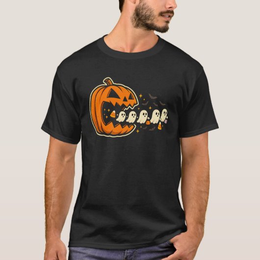 Arcade Pumpkin Chomper Halloween mit Ghost Trail T-Shirt (Vorderseite)