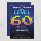 Arcade Retro 80er 60. Geburtstagsparty Einladung (Vorne/Hinten)