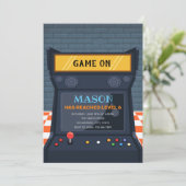 Arcade-Spiel-Geburtstagseinladung Einladung (Stehend Vorderseite)