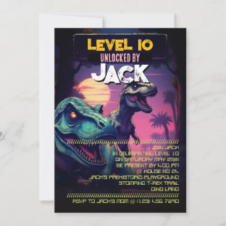 Arcade-Spiel T-Rex Jungen Geburtstagsfeier Einladu Einladung