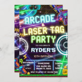 Arcade und Laser Tag Party ALT1 Einladung (Vorne/Hinten)