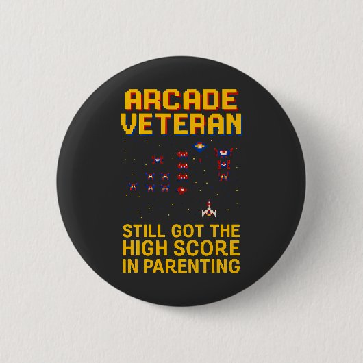 Arcade Vater Pixel Art - Retro Gamer Button (Vorderseite)