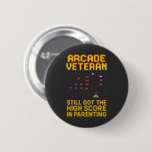 Arcade Vater Pixel Art - Retro Gamer Button (Vorne & Hinten)