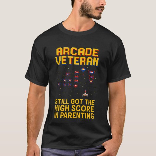 Arcade Vater Pixel Art - Retro Gamer T - Shirt (Vorderseite)