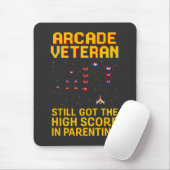 Arcade Vater Pixel Art - Retro Gamer T - Shirt Mousepad (Mit Mouse)