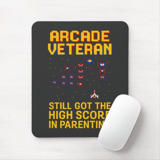 Arcade Vater Pixel Art - Retro Gamer T - Shirt Mousepad (Mit Mouse)