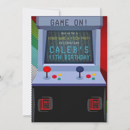 Arcade Video Game Birthday Party Einladung (Vorderseite)