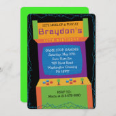 ARCADE VIDEO GAME GAMER Geburtstagsparty Einladung (Vorne/Hinten)