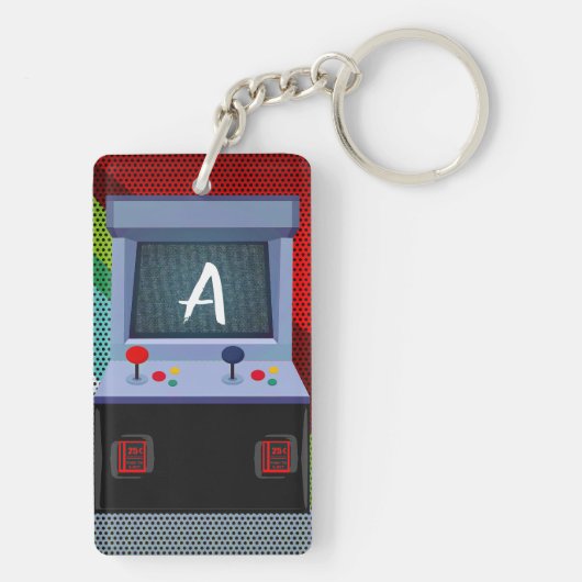 Arcade Video Game Joystick Personalisierter Name Schlüsselanhänger (Rückseite)