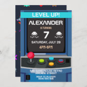 Arcade Video Game Level Up Geburtstag Einladung (Vorne/Hinten)