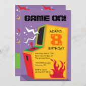 Arcade-Videospiel-Geburtstags-Party Einladungen (Vorne/Hinten)
