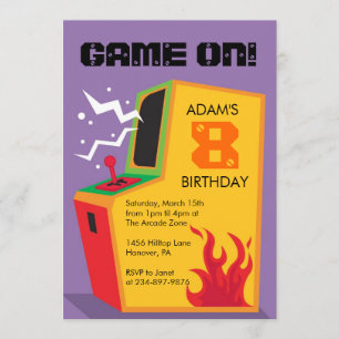 Arcade-Videospiel-Geburtstags-Party Einladungen