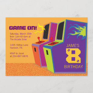 Arcade-Videospiel-Geburtstags-Party Einladungen