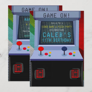 Arcade-Videospiel-Geburtstagsfeier Einladung