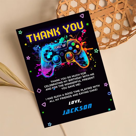 Arcade-Videospiel Level Up Geburtstag Dankeskarte