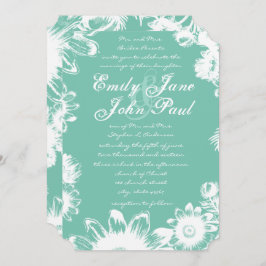 Arcadia Mint Vintag Floral Wedding Einladungen
