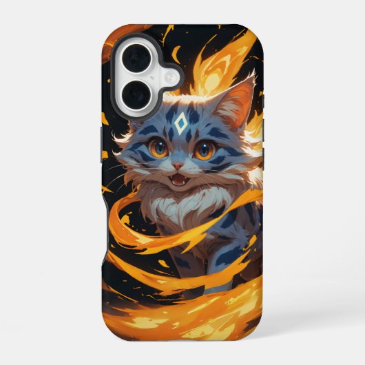 Arcane Ember: Das Flamebound Kitten iPhone 16 Hülle (Rückseite)