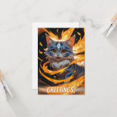 Arcane Ember: Der Flamebound Kitten Familiar Karte (Vorderseite/Rückseite Beispiel)