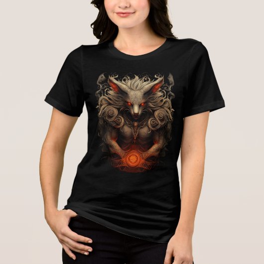 Arcane Flame Wolf Guardian Art Tri-Blend Shirt (Vorderseite)