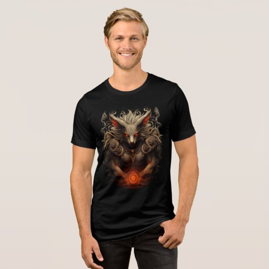 Arcane Flame Wolf Guardian Art Tri-Blend Shirt (Vorderseite voll)