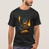 Arcane Wizard Cat – Flame Spellcaster T-Shirt (Vorderseite)