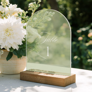 Arch Acryl Olivgrüne Hochzeitstischnummer Acryleinladungen