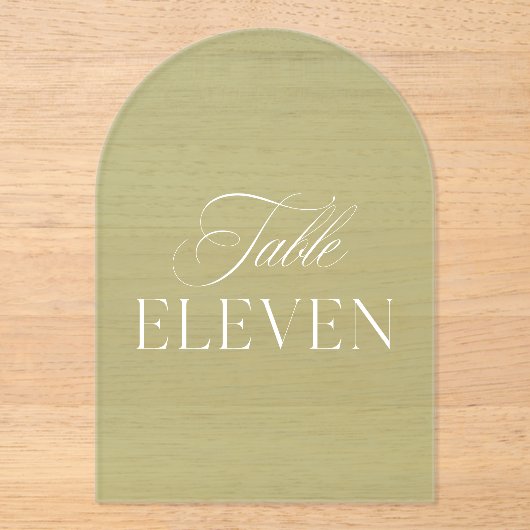 Arch Acrylic Green Wedding Table Eleven Number Acryleinladungen (Vorderseite)