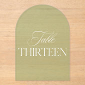 Arch Acrylic Green Wedding Table Thirteen Number Acryleinladungen (Vorderseite)