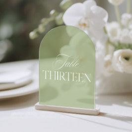 Arch Acrylic Green Wedding Table Thirteen Number Acryleinladungen