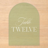 Arch Acrylic Green Wedding Table Twelve Number Acryleinladungen (Vorderseite)