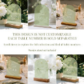 Arch Acrylic Sage Green Wedding Table 6 Nummer Acryleinladungen