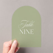 Arch Acrylic Sage Green Wedding Table Zahl Acryleinladungen (Insitu (Handheld))