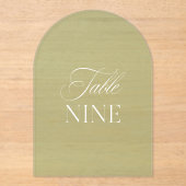 Arch Acrylic Sage Green Wedding Table Zahl Acryleinladungen (Vorderseite)