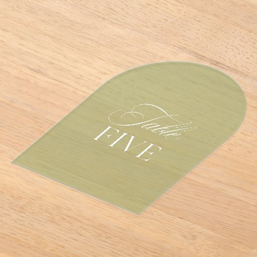 Arch Acrylic Sage Green Wedding Tischnummer (Ablage )