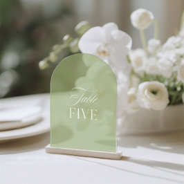 Arch Acrylic Sage Green Wedding Tischnummer