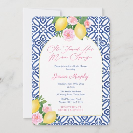 Arch Amalfi Coast Lemon Main Squeeze Brautparty Einladung (Vorderseite)