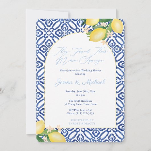 Arch Amalfi Lemon Main Squeeze Co-ed Brautparty Einladung (Vorderseite)