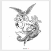 Arch Angel Kämpfen Hydra Dragon Kunst Illustration Aufkleber (Blatt)